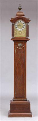 Appraisal: REGENCE-STYLE WALNUT LONG CASE CLOCK RETAILED BY TIFFANY CO The