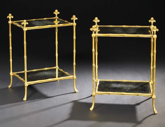 Appraisal: Good Pair of French Gilt-Brass Bamboo and Antiqued Mirrored Glass