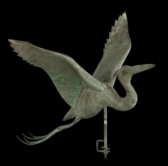 Appraisal: American Hand-Wrought Copper Figure of an Egret depicted in flight