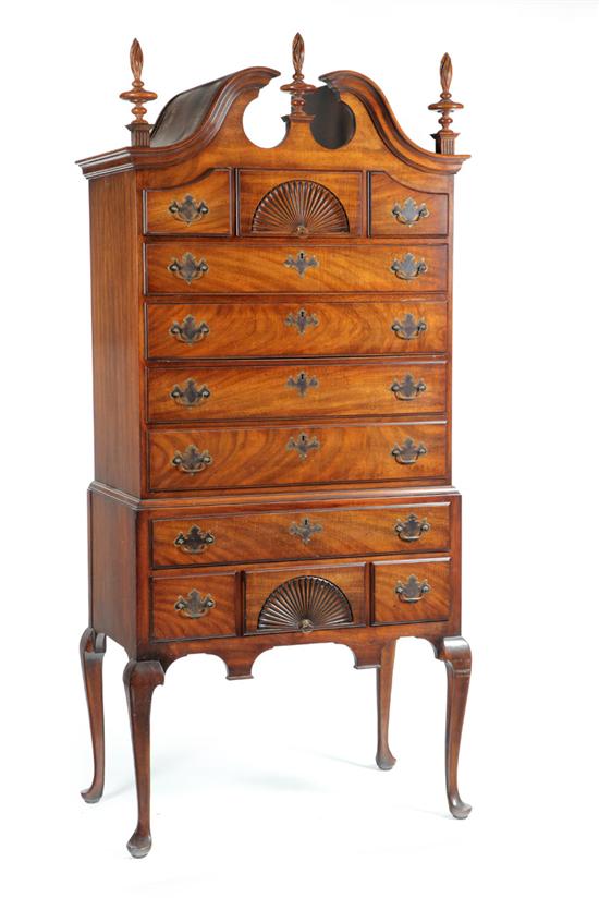 Appraisal: QUEEN ANNE-STYLE HIGH CHEST OF DRAWERS Marked for Kindel Grand