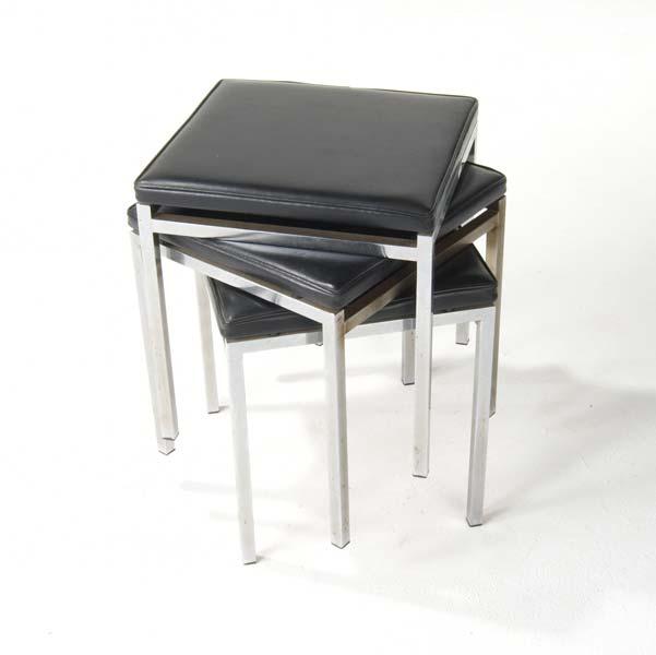 Appraisal: SOTKA OY Finland Three stools with black vinyl cushions on