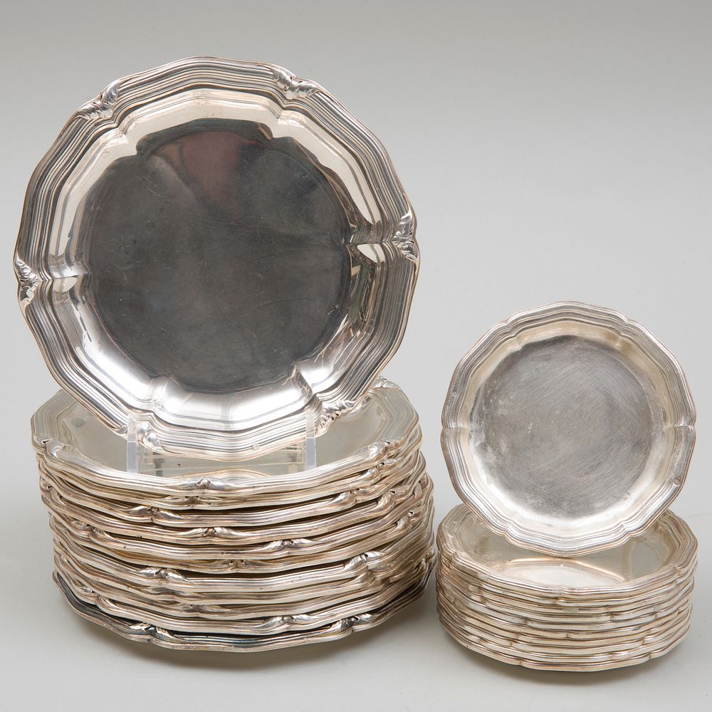 Appraisal: Set of Twelve Puiforcat Silver Bread Plates and Eleven Butter