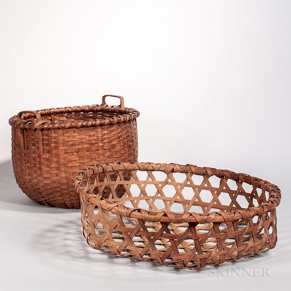 Appraisal: Ash Splint Cheese Basket and Laundry Basket Ash Splint Cheese