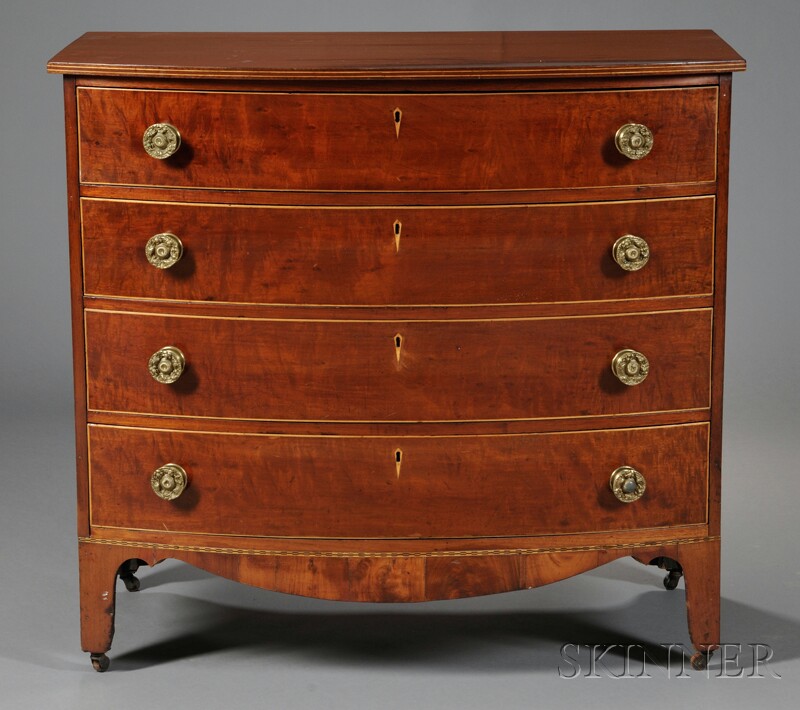 Appraisal: Federal Inlaid Mahogany Bowfront Chest of Drawers possibly Maine c