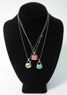 Appraisal: Sterling Marcasite Enamel Necklaces The pendants in the shape of