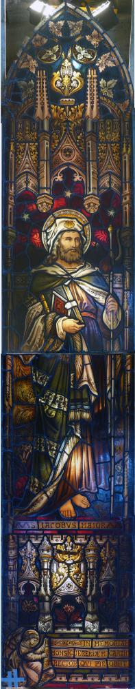 Appraisal: A STAINED GLASS LIGHT depicting the Apostle James the Greater