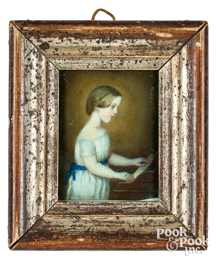 Appraisal: Miniature watercolor portrait of a young girl Miniature watercolor portrait