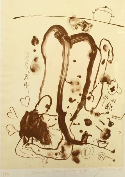 Appraisal: John Olsen - Woman Avoiding Washing Up lithograph ed