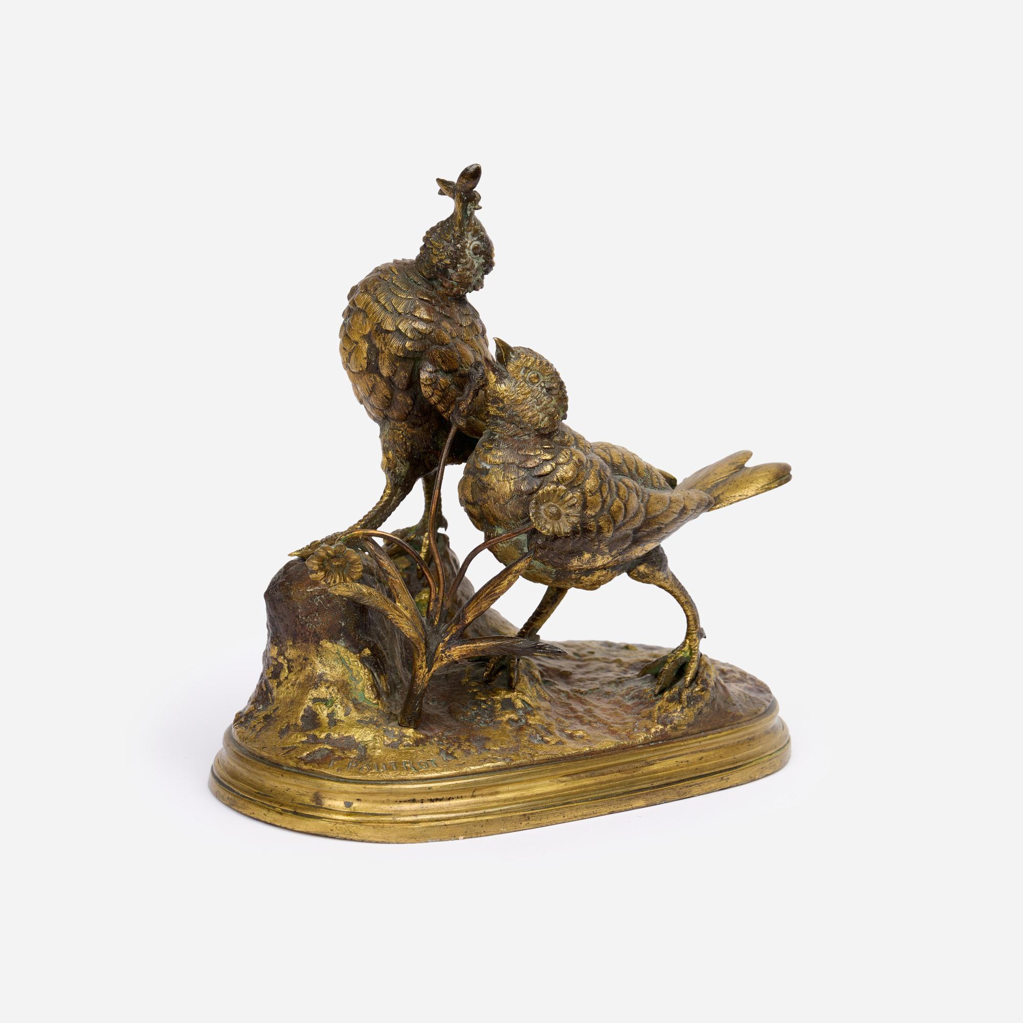 Appraisal: FERDINAND PAUTROT BRONZE CHICKS GROUP HEIGHT Ferdinand Pautrot French -