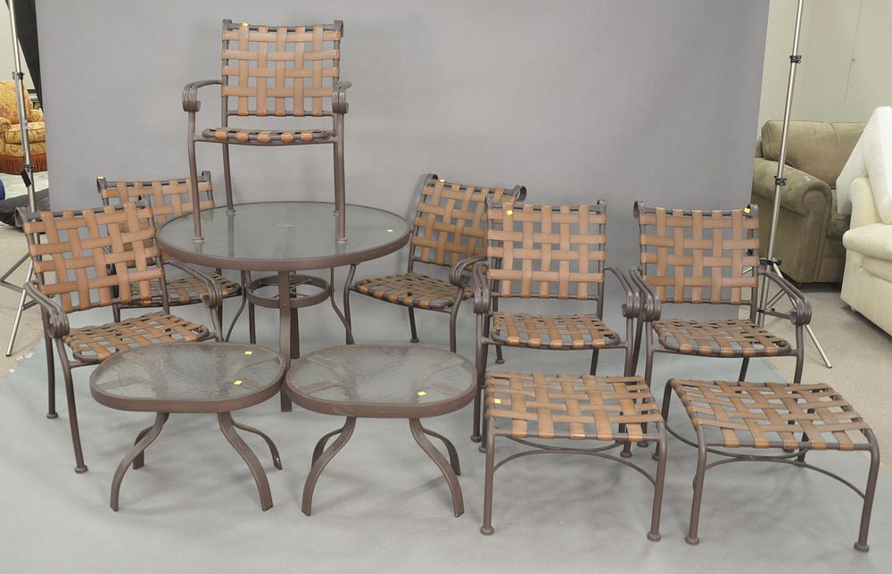 Appraisal: Eleven Piece Woodard Outdoor Set to include a table with