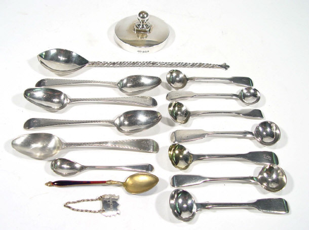 Appraisal: Group of Georgian and later silver spoons mustard spoons and