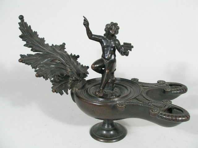 Appraisal: Sabatino de Angelis Foundry Bronze Inkwell patinated bronze inkwell cast