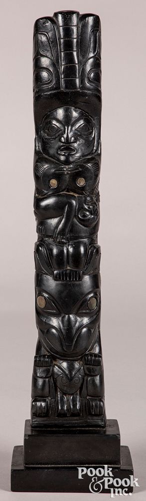 Appraisal: Reproduction Northwest Coast composition totem pole Reproduction Northwest Coast composition