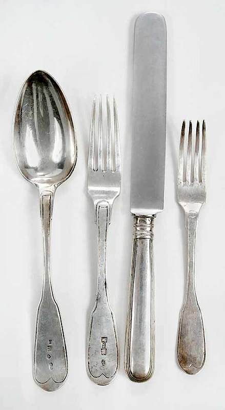 Appraisal: Russian Silver Flatware Pieces fiddle and thread handle pieces twelve