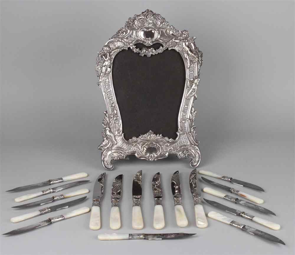 Appraisal: BAROQUE STYLE CONTINENTAL SILVER PICTURE FRAME Maker's mark JR and