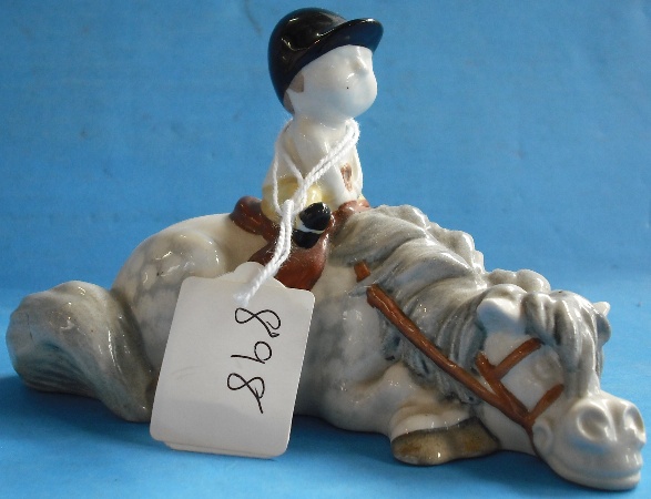 Appraisal: Beswick Prototype Thelwell Kick Start in Rare White Jacket with