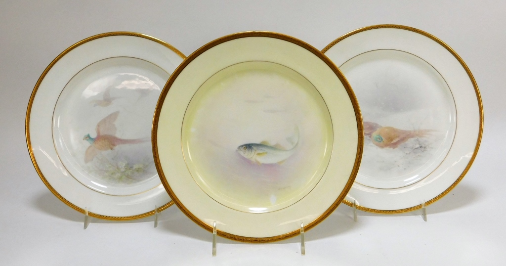 Appraisal: PC AMERICAN BELLEEK PORCELAIN PHEASANT FISH PLATE United States th