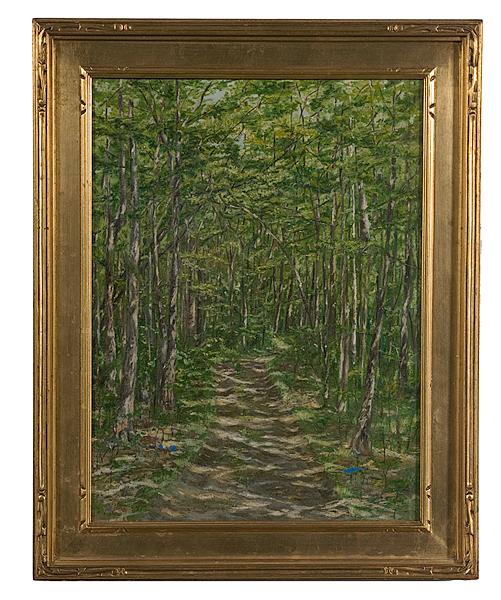 Appraisal: IMPRESSIONIST SCENE IN ARTS CRAFTS FRAME OIL ON CANVAS Ca