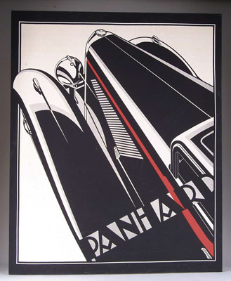 Appraisal: CANVAS AUTOMOTIVE SIGN Art deco sign for Panhard printed on