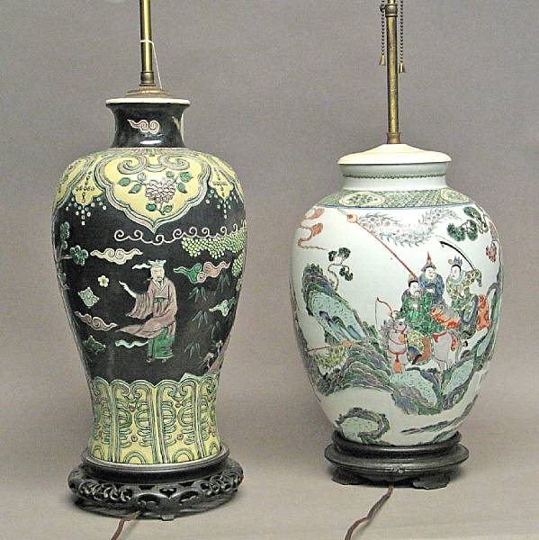 Appraisal: Two enameled porcelain vases The first of meiping form its