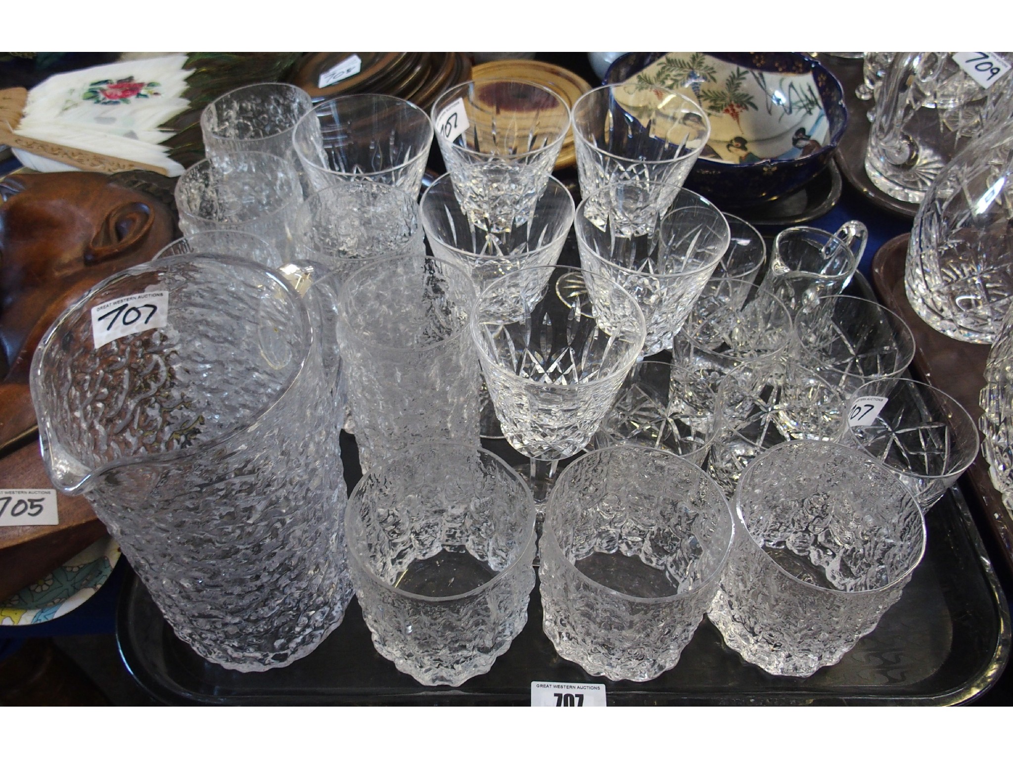 Appraisal: Tray comprising six Waterford Lismore wine stems moulded glass beverage