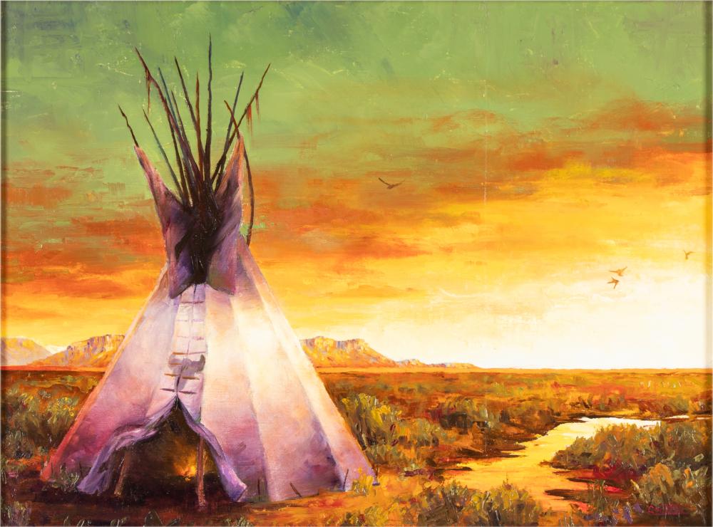 Appraisal: COLT R IDOL B Native American Sunset oil on board