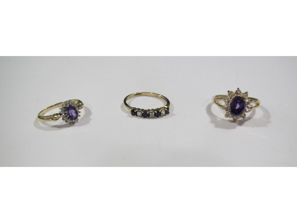 Appraisal: Three ct gold rings to include sapphire and diamond half