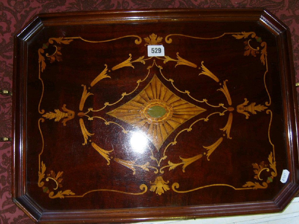 Appraisal: A good quality inlaid Edwardian mahogany serving tray with geometric