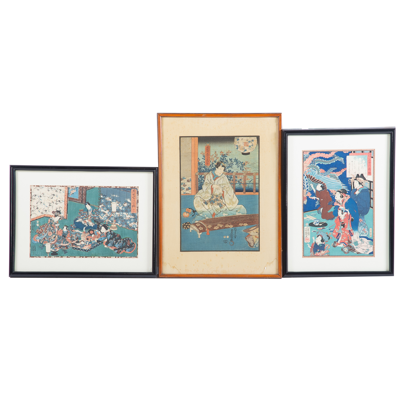 Appraisal: THREE EDO PERIOD UKIYO-E COLOR WOODBLOCK PRINTS Yoshiku Utagawa -