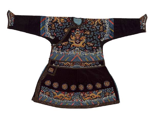 Appraisal: Two embroidered silk court robes Late Qing Dynasty The first