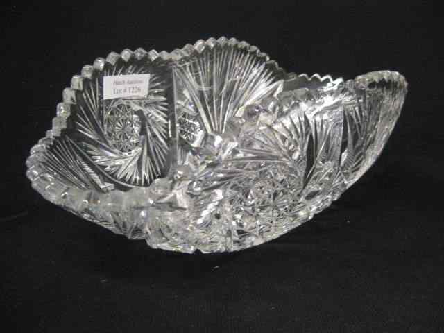 Appraisal: Cut Glass Fruit Bowl oval brilliant period pinwheel elaborate cutwork