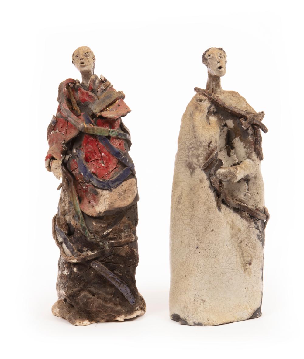 Appraisal: Two Mario Villa Nicaraguan New Orleans - Glazed Pottery Figures