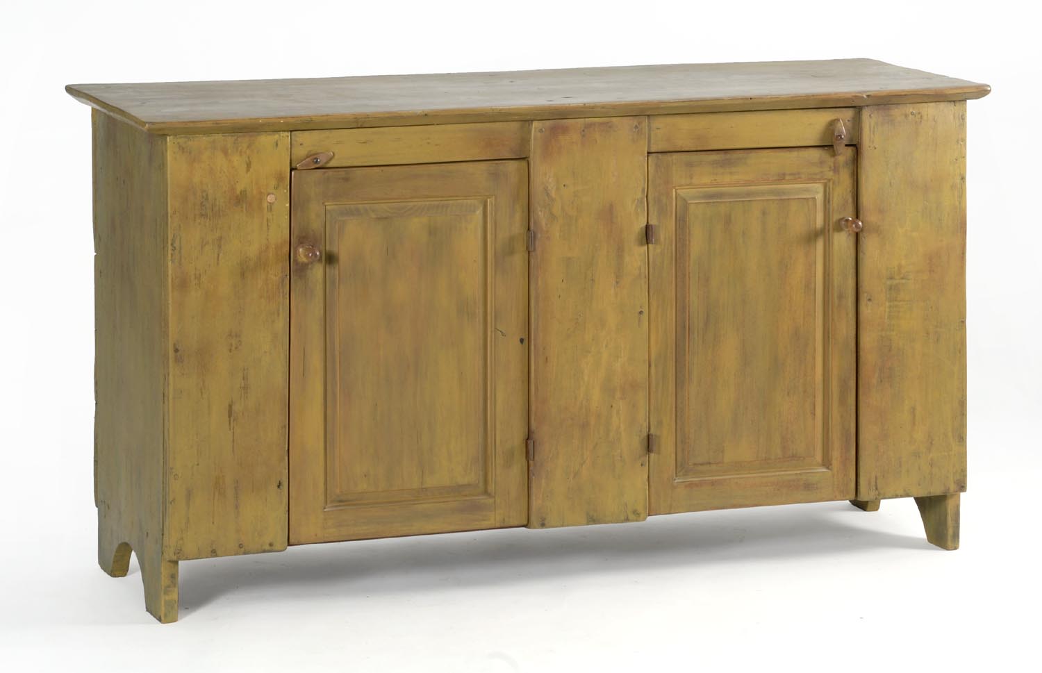 Appraisal: CONTEMPORARY TWO-DOOR CUPBOARD in pine under yellow wash Two paneled