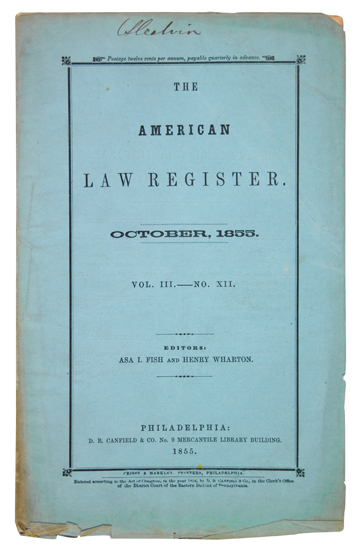 Appraisal: A LANDMARK CASE SLAVERY AND ABOLITON WILLIAMSON PASSMORE United States