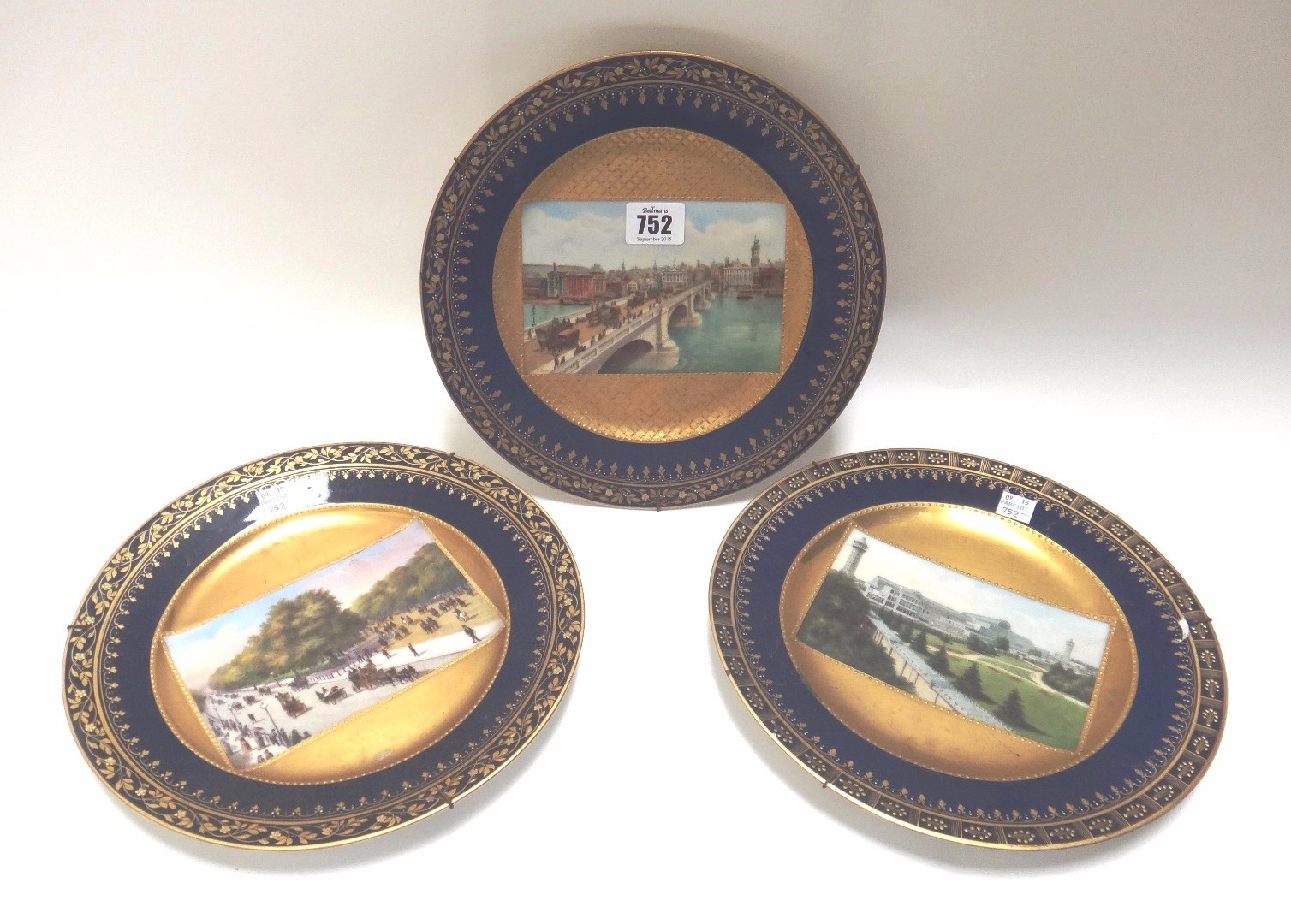 Appraisal: A matched set of three Continental porcelain cabinet plates early