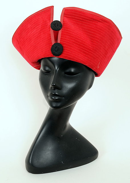 Appraisal: Two red s Frederick Fox hats one with tall front