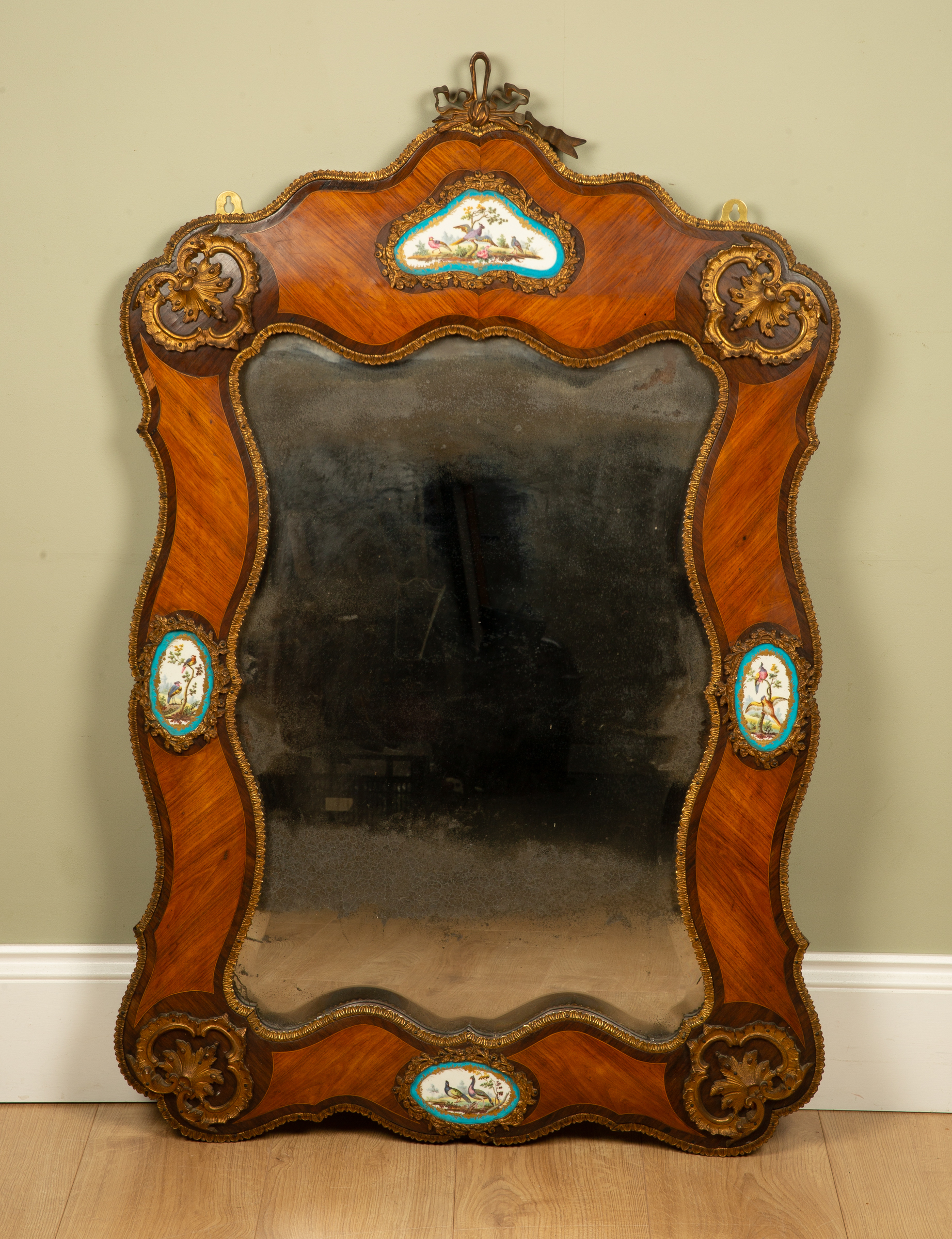 Appraisal: A late th early th century French walnut mirror with