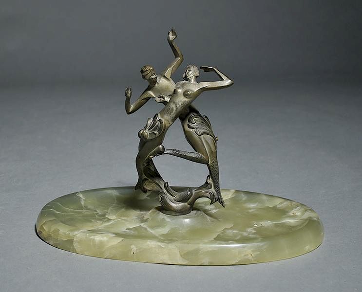 Appraisal: Onyx and Bronze Figures Onyx and bronze Austrian dancing figures