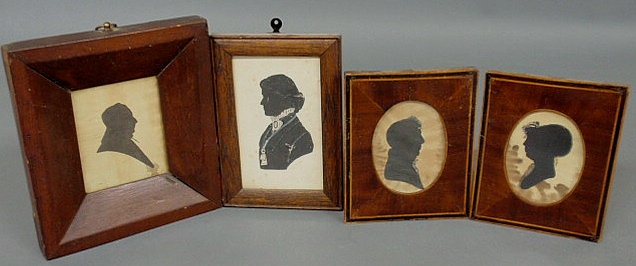 Appraisal: Four early framed silhouettes c pair x