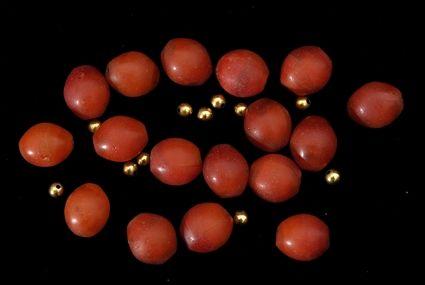 Appraisal: Group of Carnelian Beads with Gold Spacers