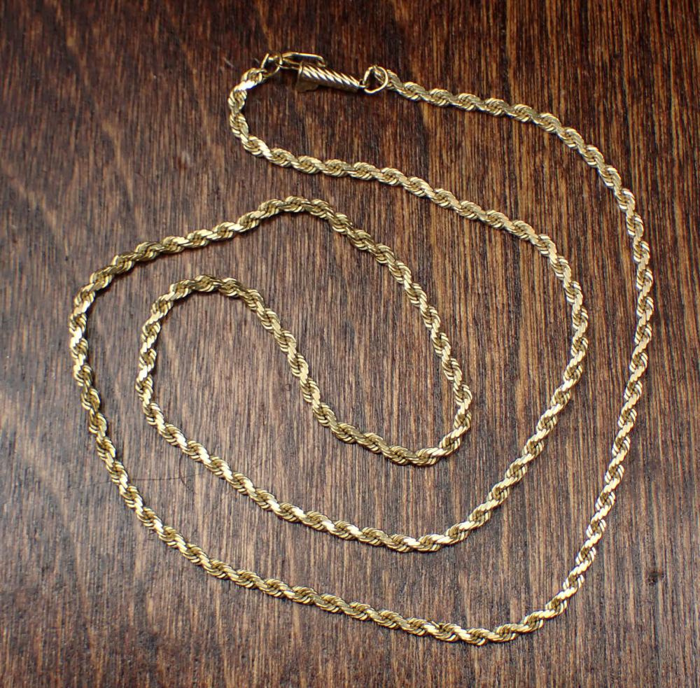 Appraisal: FOURTEEN KARAT YELLOW GOLD ROPE CHAIN The - k yellow