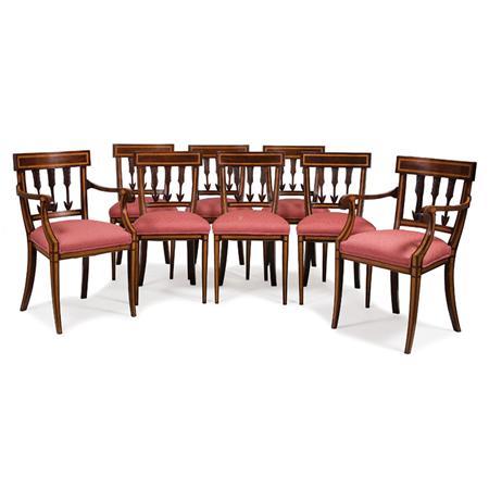 Appraisal: Set of Eight Classical Style Inlaid Mahogany Dining Chairs Estimate