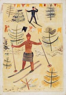 Appraisal: ALEXANDER MIKHAILOVICH DOVGAL UKRAINIAN - Skiers stempera on wood x