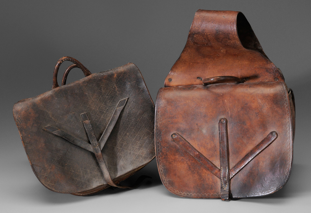 Appraisal: Two Pairs Similar Leather Saddlebags probably late th century each