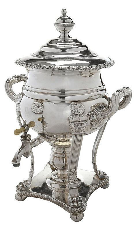 Appraisal: Silver Plate Diminutive Hot Water Urn probably English th century