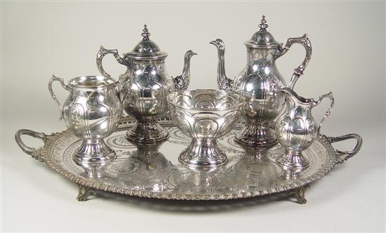 Appraisal: English Silverplate Coffee Tea Service Late th Century Repousse and