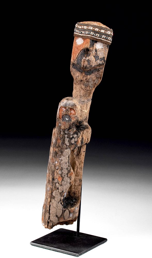 Appraisal: Chancay Wood Textile Sculpture - Mother Child Originally Listed At