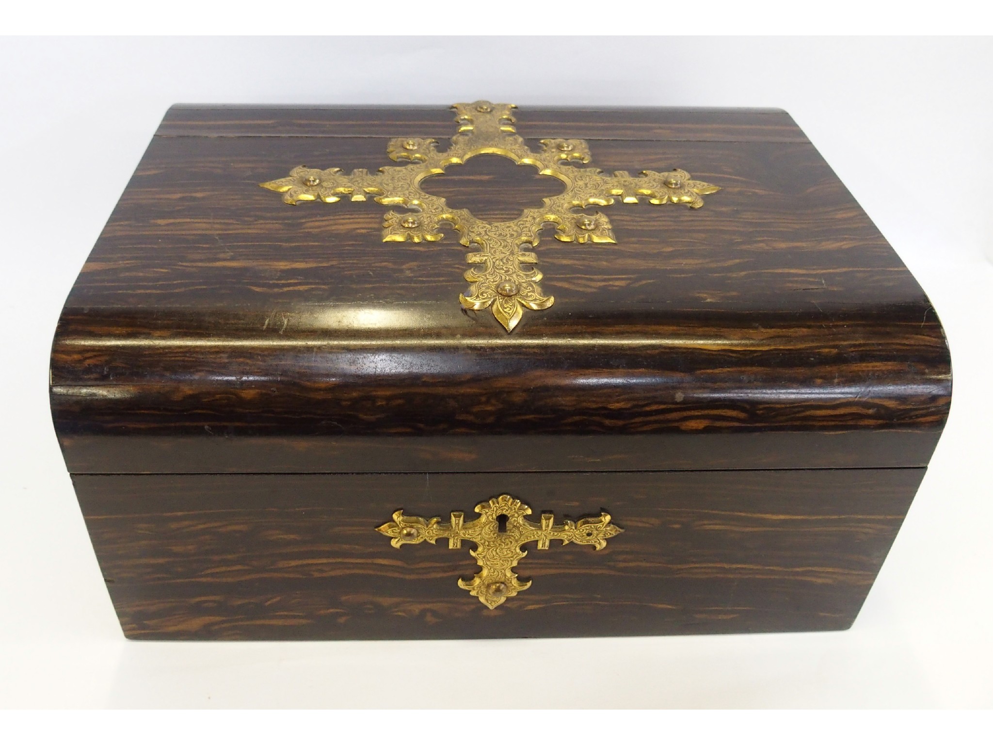 Appraisal: Wood and brass mounted jewellery box