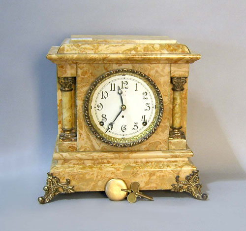 Appraisal: Mantle clock with faux marble case late th c h