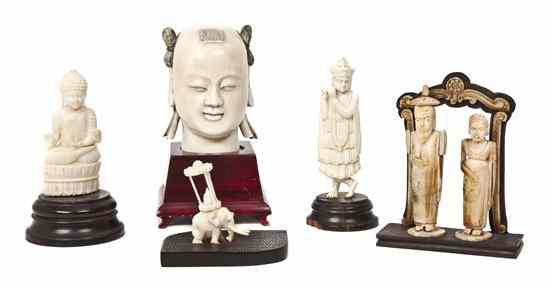 Appraisal: A Collection of Five Southeast Asian Ivory Carvings comprising a